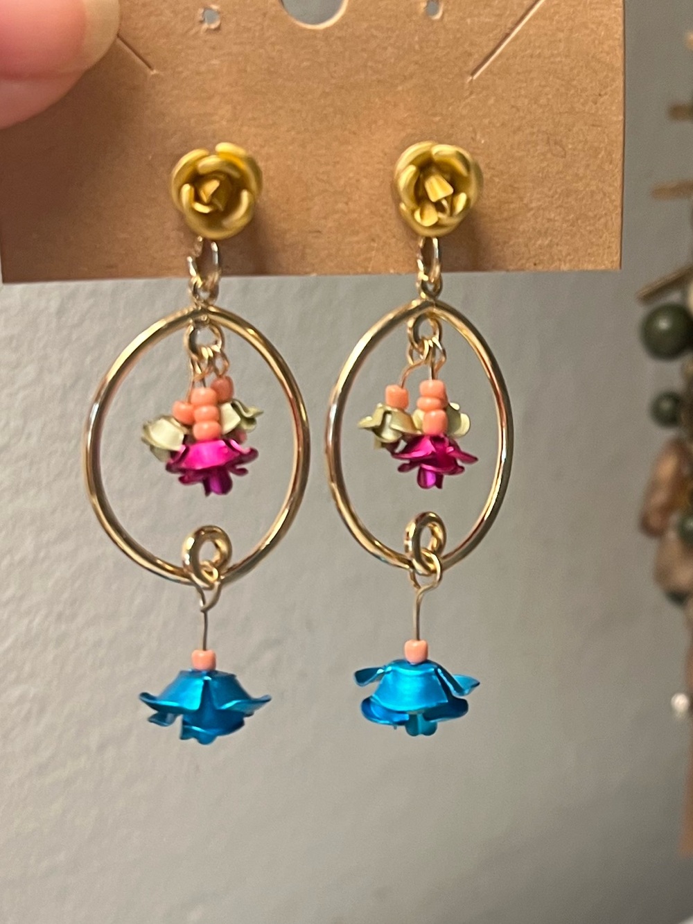 Hoop Earrings with Rose Accents